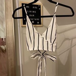 size S wrap black & white crop top! never worn